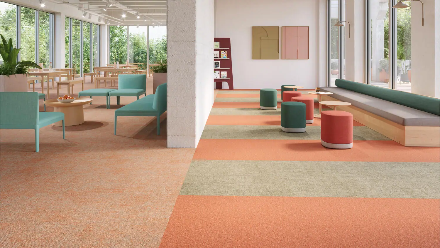 Desso Essence Pure tapijttegels in moderne kantoorruimte