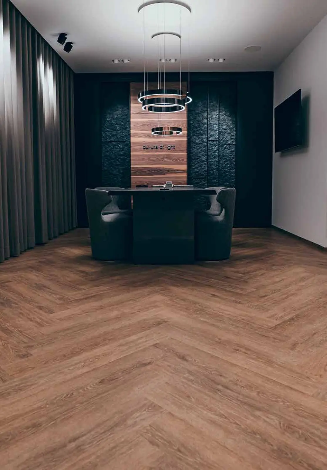 Showroom met Amtico Form Boardwalk Oak in visgraat