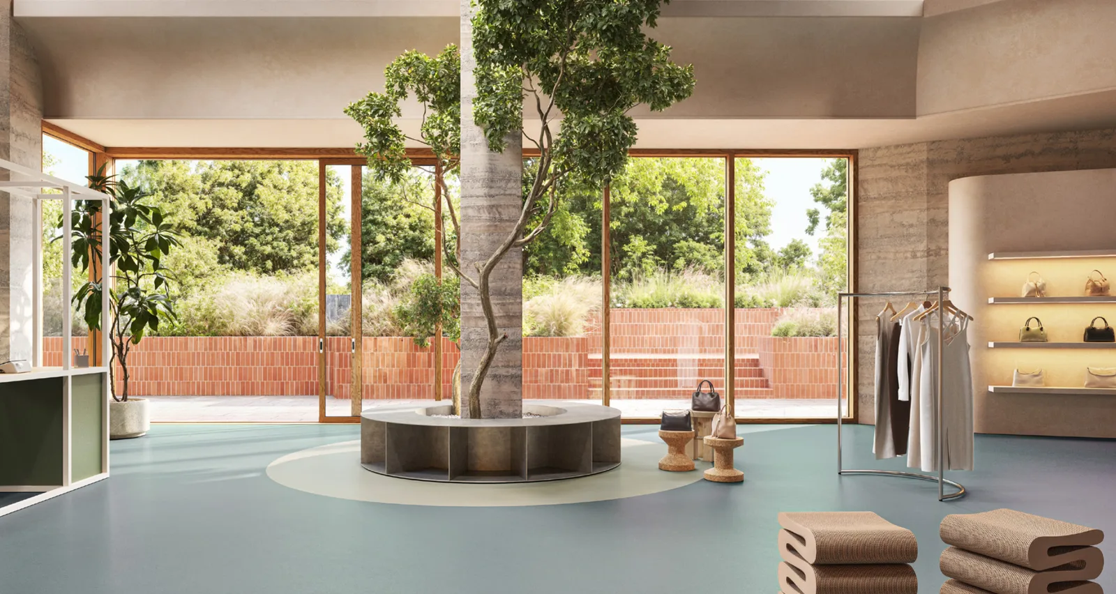 Showroom met Tarkett Lino Materiale in Denim en Metal