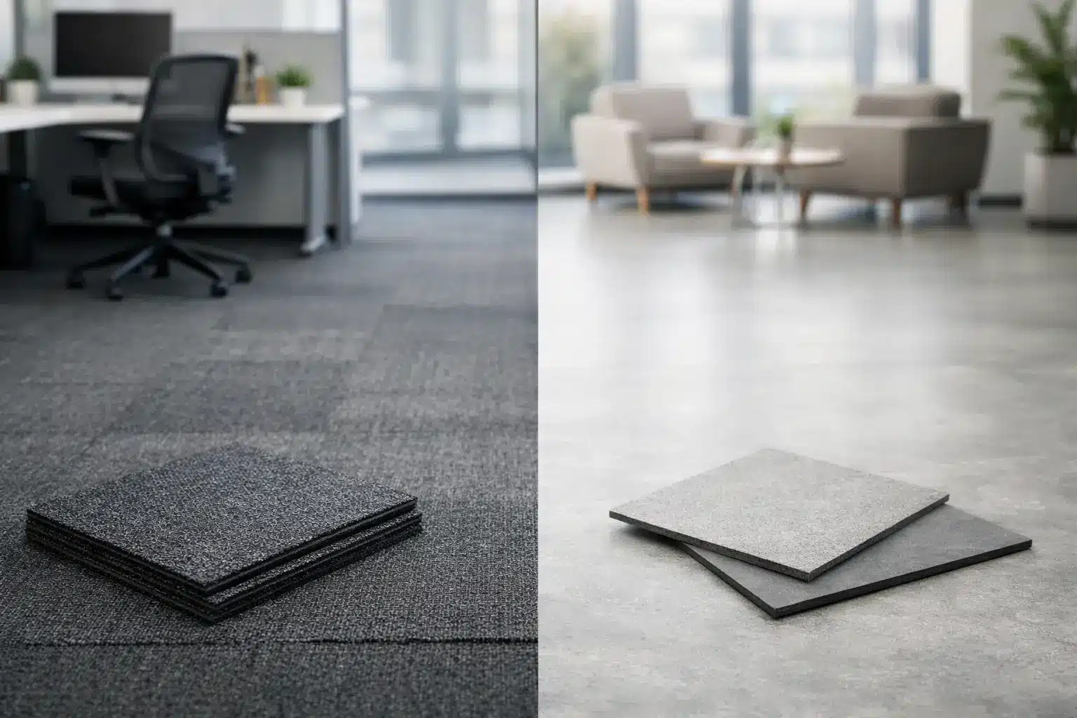 Tapijttegels versus marmoleum op kantoor
